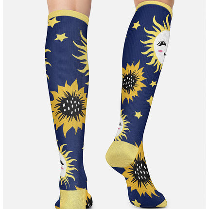 Cherokee Legwear Women's 10-15mmHg Compression Socks PRINTSUPPORT - Sunflower Power