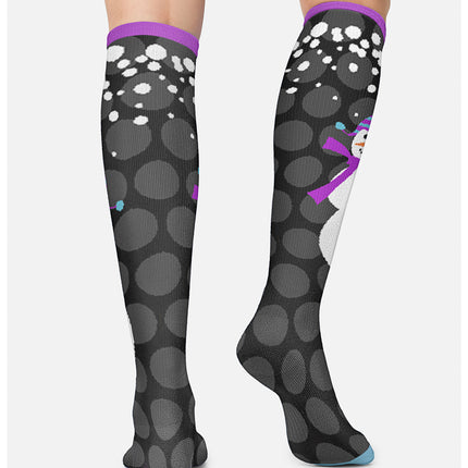 Cherokee Legwear Women's 10-15mmHg Compression Socks PRINTSUPPORT - Snowman Love