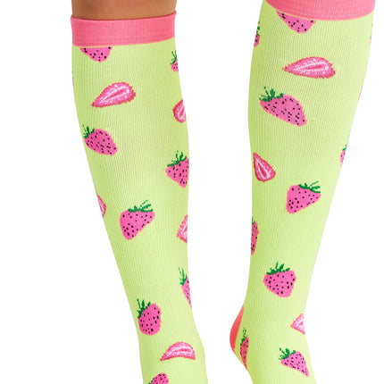 Cherokee Legwear Women's 10-15mmHg Compression Socks PRINTSUPPORT - Strawberry Patch
