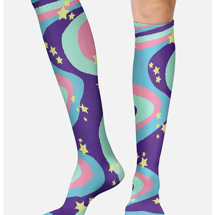 Cherokee Legwear Women's 10-15mmHg Compression Socks PRINTSUPPORT - Swirly Stars