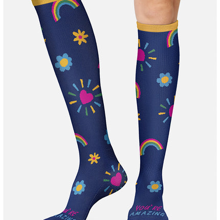 Cherokee Legwear Women's 10-15mmHg Compression Socks PRINTSUPPORT - You're Amazing