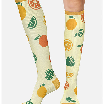 Cherokee Legwear Women's 10-15mmHg Compression Socks PRINTSUPPORT - Zest Of Citrus