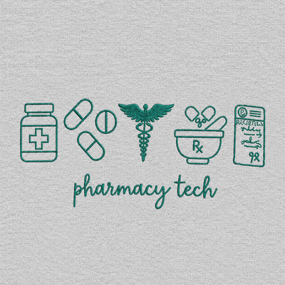 Pharmacy Tech Embroidered Icons Sweatshirt