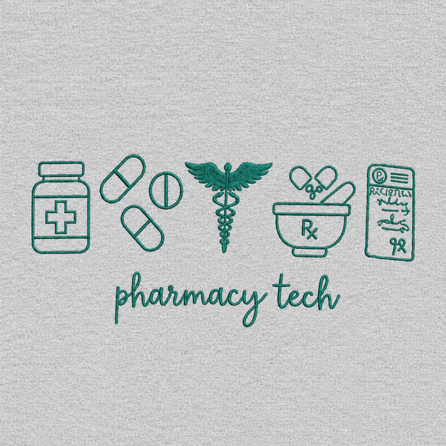 Pharmacy Tech Embroidered Icons Sweatshirt