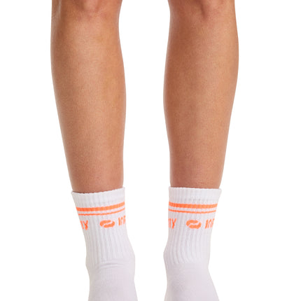 Cherokee Infinity Legwear Athletic Crew Socks RALLY - White/Vivid Orange