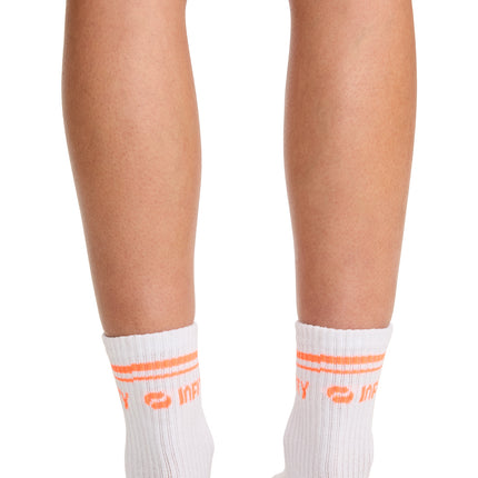 Cherokee Infinity Legwear Athletic Crew Socks RALLY - White/Vivid Orange