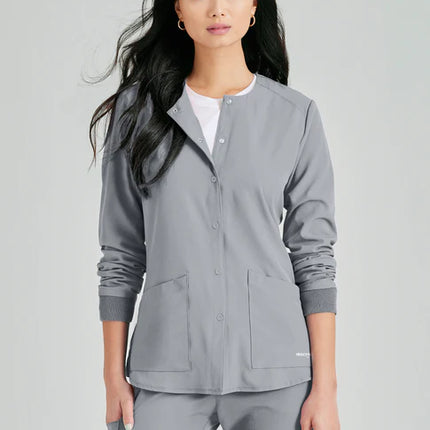 Stability 2-Pocket Crewneck Snap-Front Scrub Jacket
