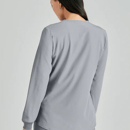 Stability 2-Pocket Crewneck Snap-Front Scrub Jacket