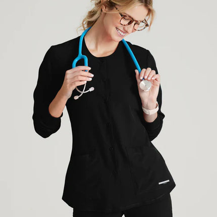 Stability 2-Pocket Crewneck Snap-Front Scrub Jacket