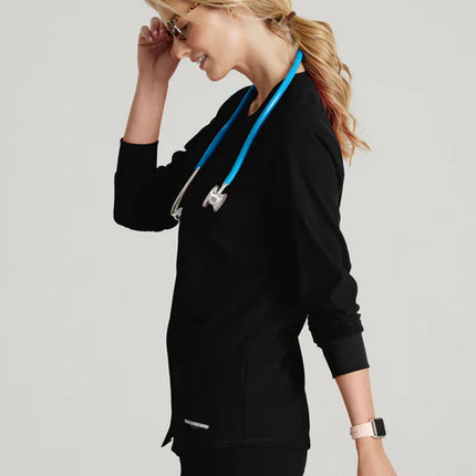 Stability 2-Pocket Crewneck Snap-Front Scrub Jacket
