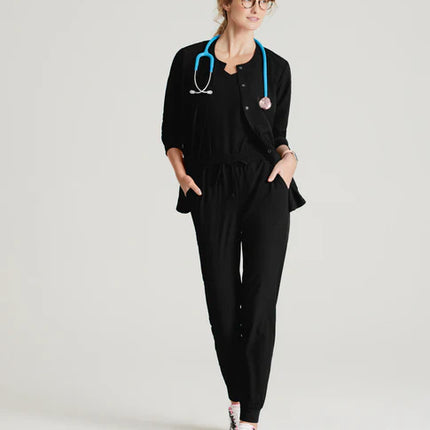 Stability 2-Pocket Crewneck Snap-Front Scrub Jacket