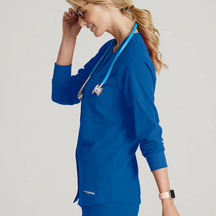 Stability 2-Pocket Crewneck Snap-Front Scrub Jacket