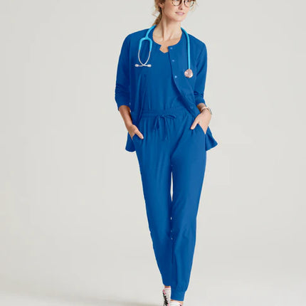 Stability 2-Pocket Crewneck Snap-Front Scrub Jacket