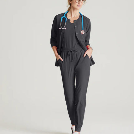Stability 2-Pocket Crewneck Snap-Front Scrub Jacket