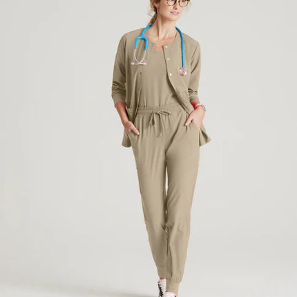 Stability 2-Pocket Crewneck Snap-Front Scrub Jacket