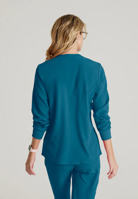 Stability 2-Pocket Crewneck Snap-Front Scrub Jacket