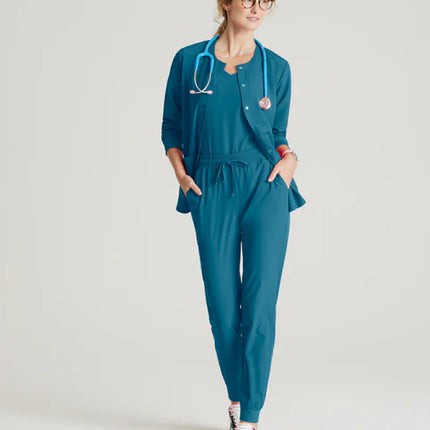 Stability 2-Pocket Crewneck Snap-Front Scrub Jacket