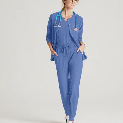 Stability 2-Pocket Crewneck Snap-Front Scrub Jacket