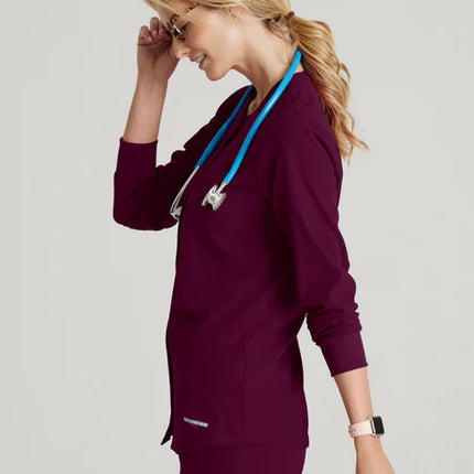 Stability 2-Pocket Crewneck Snap-Front Scrub Jacket