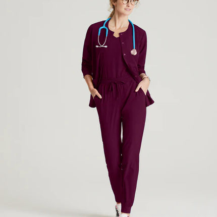 Stability 2-Pocket Crewneck Snap-Front Scrub Jacket