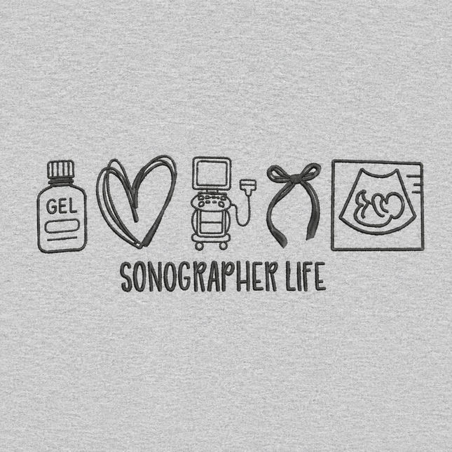 Sonographer Life Embroidered Icons Sweatshirt