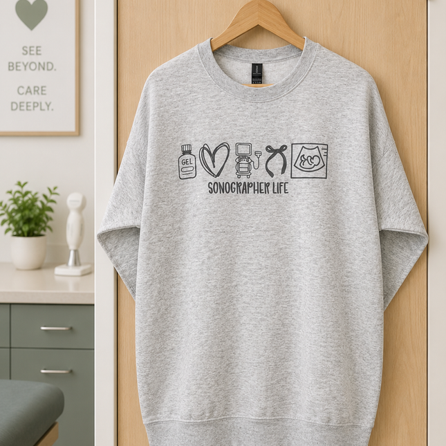 Sonographer Life Embroidered Icons Sweatshirt