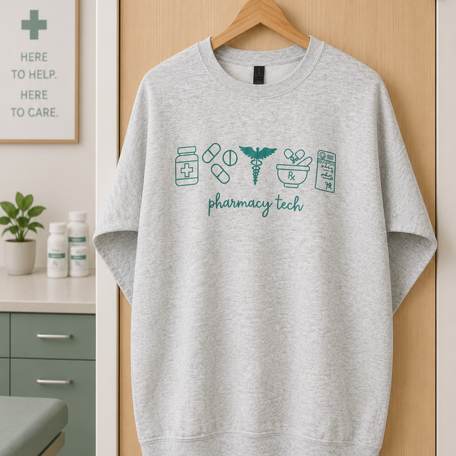 Pharmacy Tech Embroidered Icons Sweatshirt