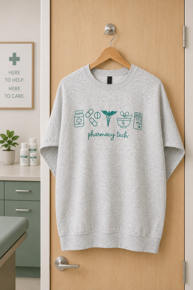 Pharmacy Tech Embroidered Icons Sweatshirt